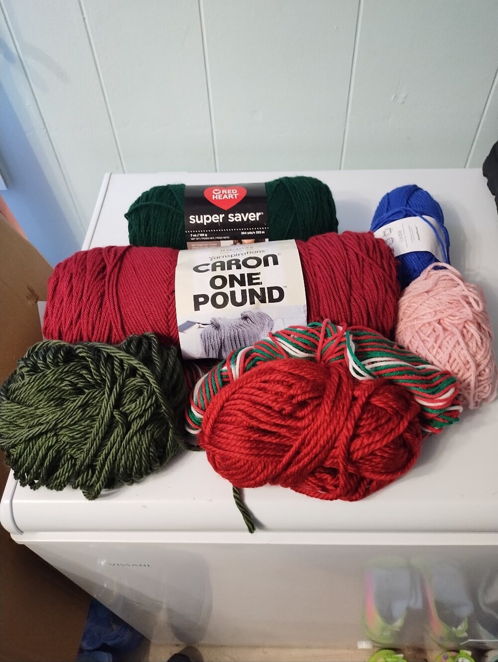 Caron One Pound & Assorted Yarn Bundle - Red, Green, Blue, Pink